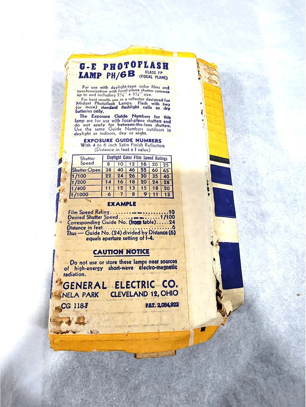 Vintage NOS GE Focal Plane PH/6B Photoflash Bulbs General Electric 8 Pack Box